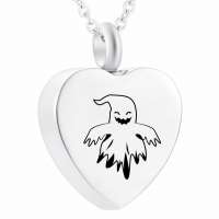 Heart Halloween Ghost Stainless Steel Cremation Ashes Jewelry Memorial Cremation Ashes Pendant Necklace With Fill Kit