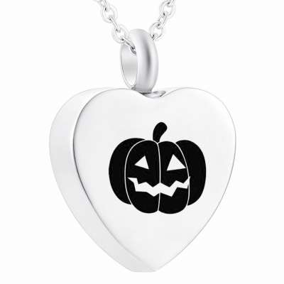 Stainless Steel Heart Cremation Urn Pendant Ashes For Memorial Halloween Pumpkin Jewelry Keepsake Pendant Funeral Necklace