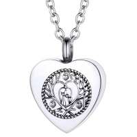 Stainless Steel Silver Cremation Urn Memorial Pendant Necklace  Couple Cat Love Heart Cremation Jewelry for Ashes