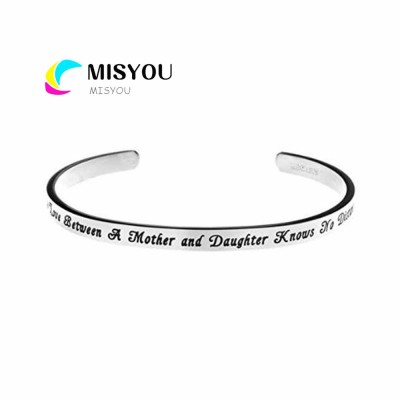 Love Between A Mother and Daughter Knows No Distance" Inspirational Messaged Cuff Bracelet Bangle