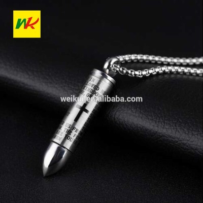 Mens Cross Pendant Necklace For Men Black Gold English Urn Lord's Prayer Stainless Steel Ash Memorial Bullet Chain Nice Gifts