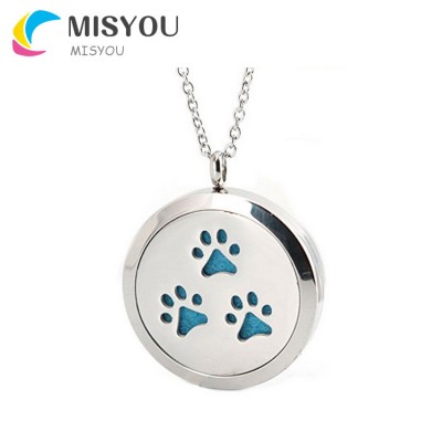 Design Essential Oil Diffuser Necklaces Pendant Aromatherapy paw print Jewelry