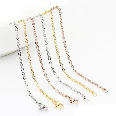 Stainless Steel Necklace Cable O Chain Link Silver Tone 50cm