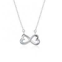 Top quality 925 sterling silver jewelry double hearts infinity signal pendant necklace