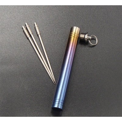 Toothpick Holder Keychain - Waterproof Stainless Steel Toothpick Box Container & 2 Titanium Toothpick Ultralight Travel Kits