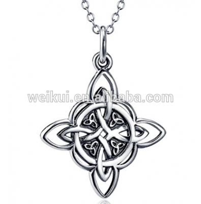 Silver Celtic Triquetra Trinity Knot Good Luck Pendant Rolo Chain Necklace