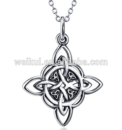 Silver Celtic Triquetra Trinity Knot Good Luck Pendant Rolo Chain Necklace