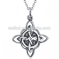 Silver Celtic Triquetra Trinity Knot Good Luck Pendant Rolo Chain Necklace