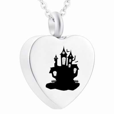 Stainless Steel Heart Cremation Ashes Pendant Jewelry Memorial Ashes Necklace Halloween Night of Horror